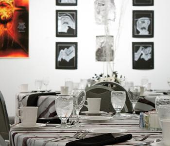 Table settings in UB Center for the Arts